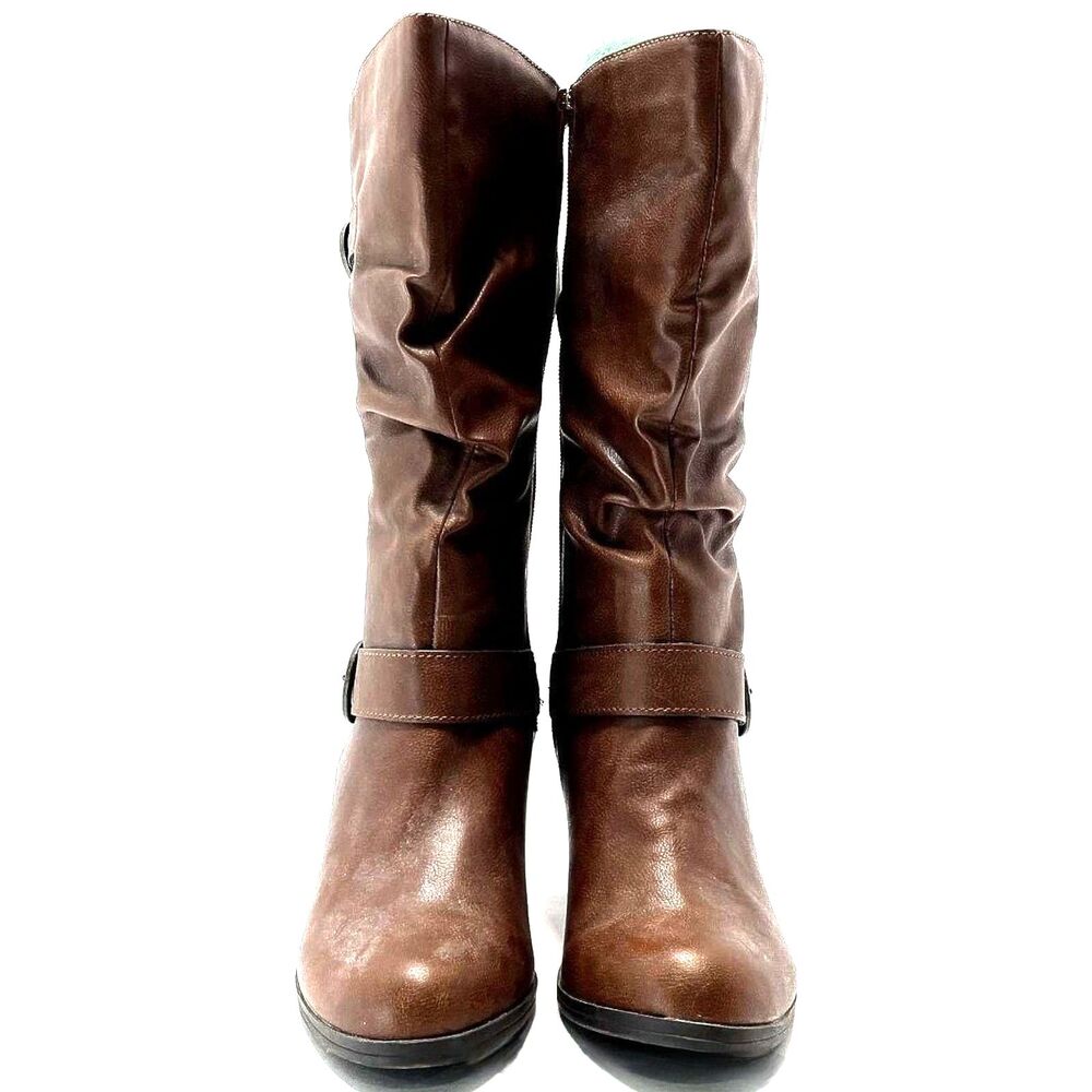Style & Co. Sachi Women's Brown Faux Leather Mid-Calf Slouch Boots Size 8M
